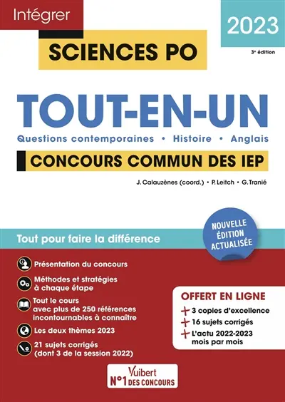 Tout-en-un, concours commun des IEP 2023 : questions contemporaines, histoire, anglais