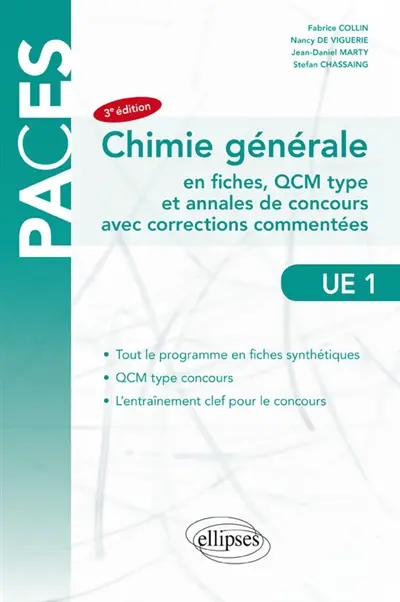 Chimie générale en fiches, QCM type et annales de concours avec corrections commentées : UE 1