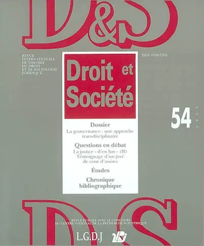 Droit et société, n° 54. La gouvernance : une approche transdisciplinaire